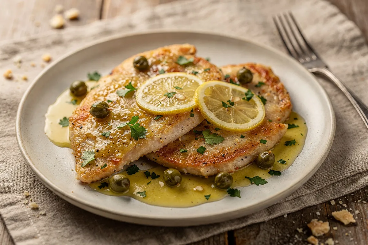 Illustration of Chicken Piccata (not a photo)