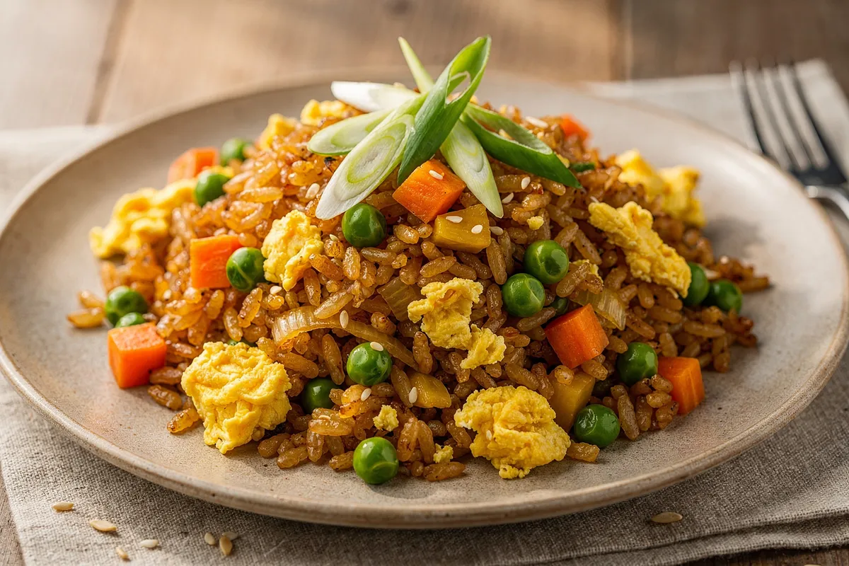 Illustration of Vegetable Fried Rice (not a photo)