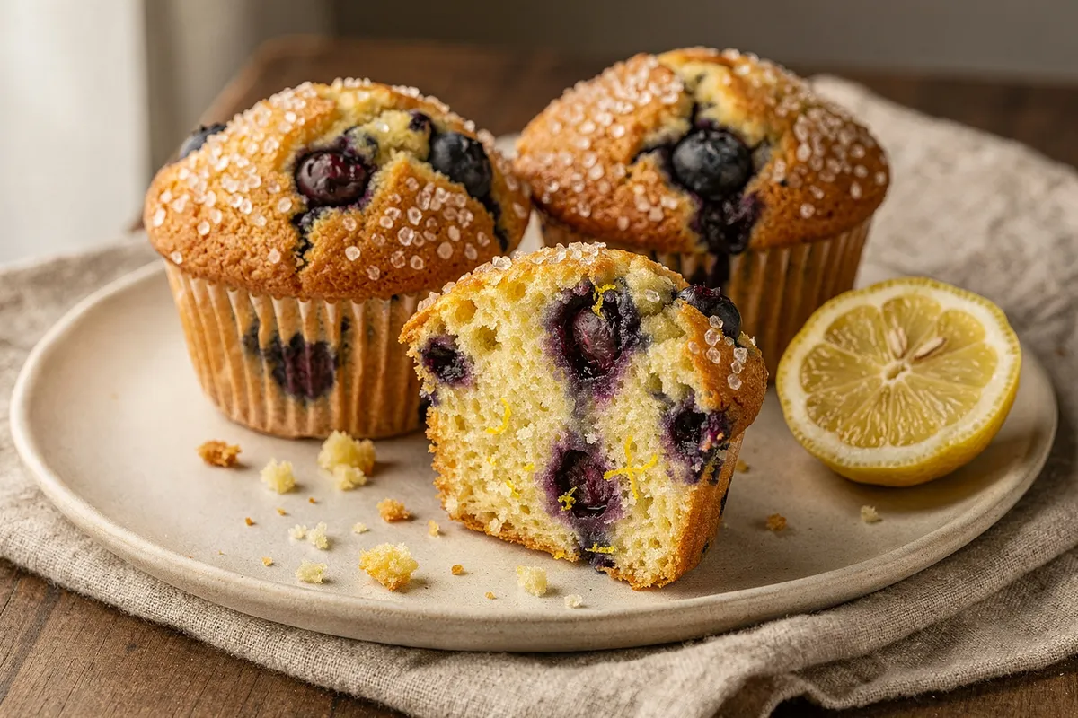 Illustration of Blueberry Lemon Yogurt Muffins (not a photo)