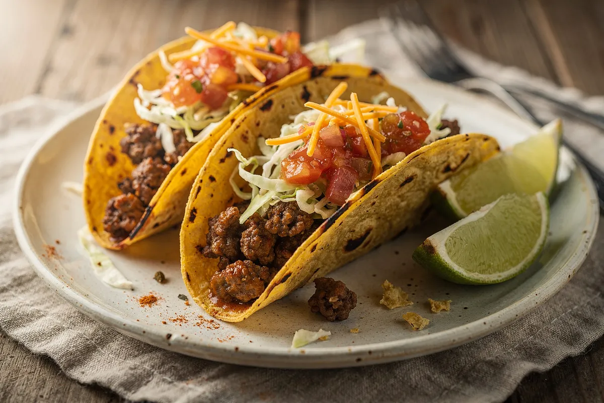 Illustration of Weeknight Beef Tacos (not a photo)