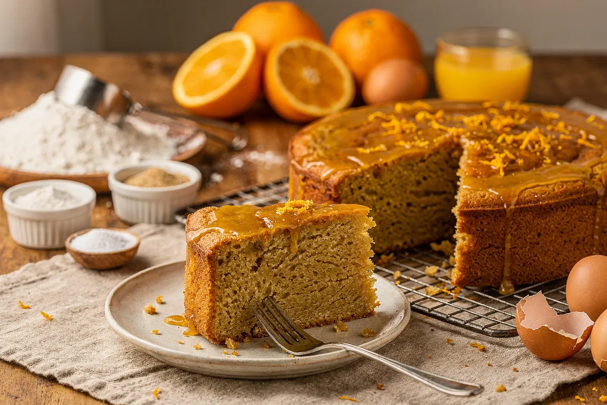 Illustration of Olive Oil Orange Cake (not a photo)